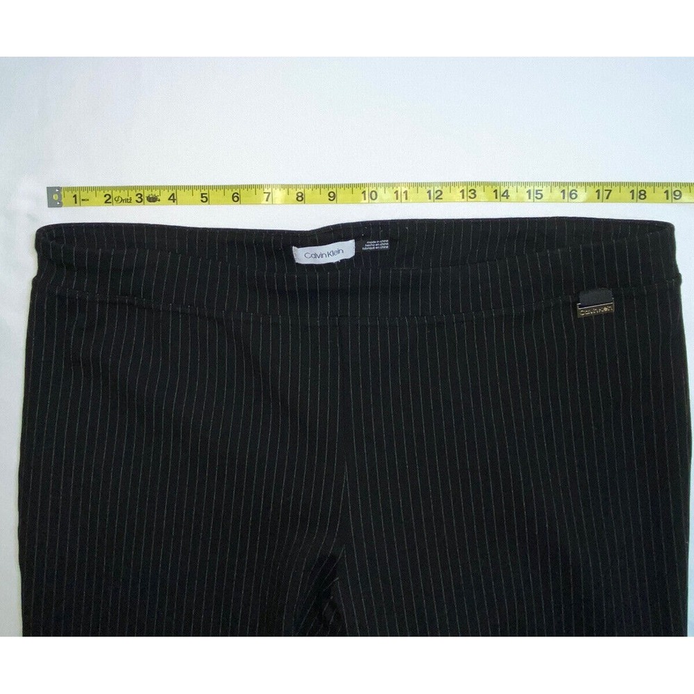 Calvin Klein Women's Black Pin Stripped Pull On Slim Pants Size XL - Picture 6 of 8